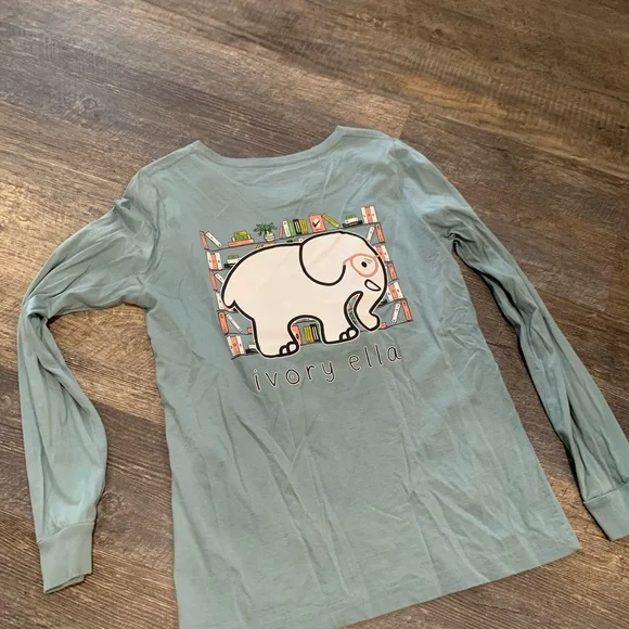 Ivory Ella Teal Elephant Graphic Tee - Book, Glasses - Picture 2 of 4